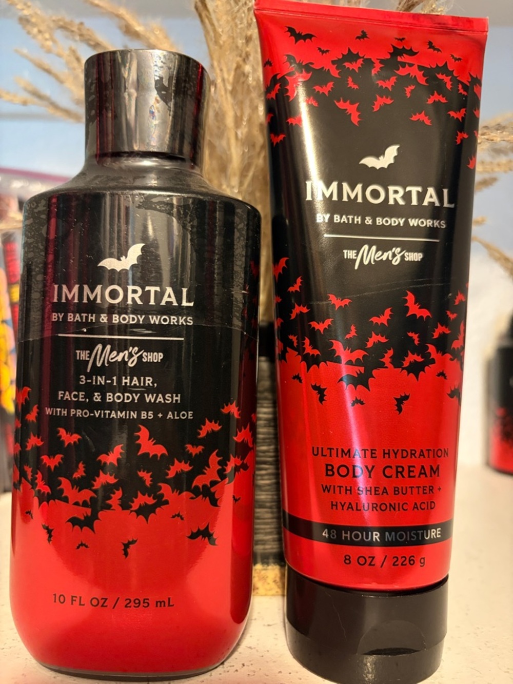 Bath & Body Works Immortal Men’s Body Wash & Cream — Black & Red
